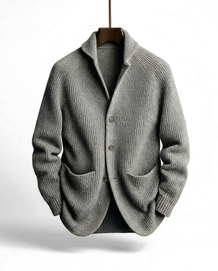 Ribbed Button-Front Cardigan with Shawl Collar, Pockets and Relaxed Fit 4
