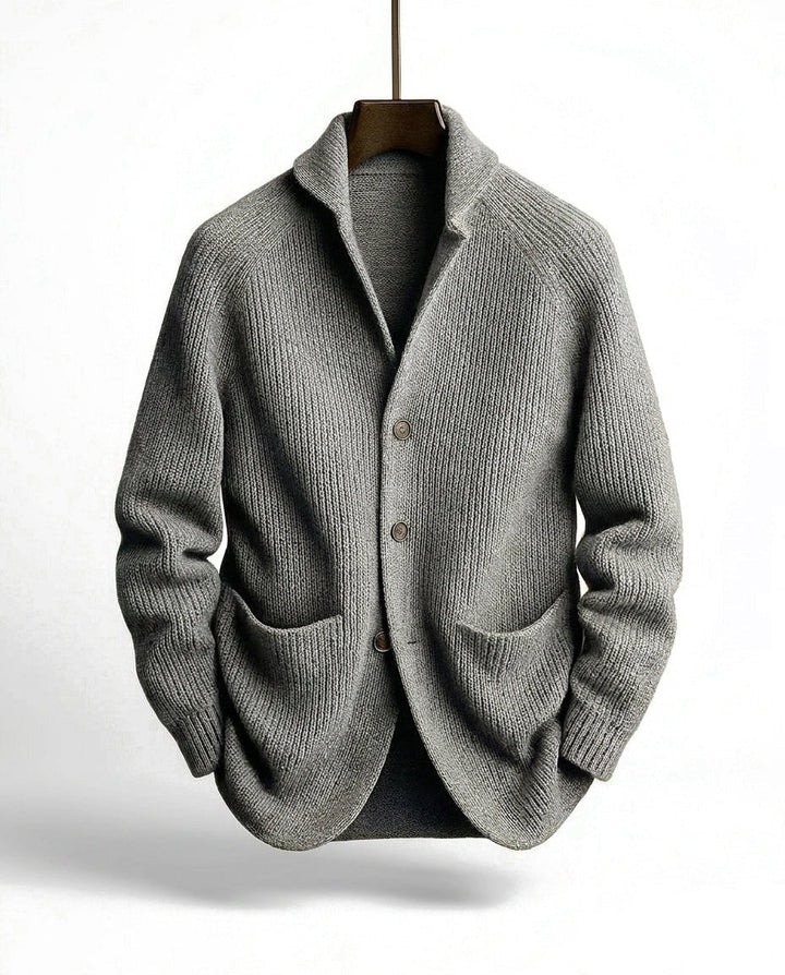 Ribbed Button-Front Cardigan with Shawl Collar, Pockets and Relaxed Fit 4
