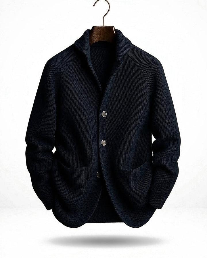 Ribbed Button-Front Cardigan with Shawl Collar, Pockets and Relaxed Fit 3