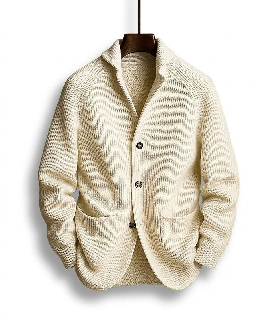 Ribbed Button-Front Cardigan with Shawl Collar, Pockets and Relaxed Fit 5