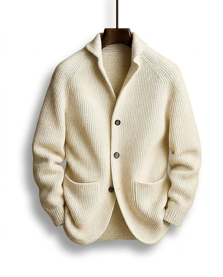 Ribbed Button-Front Cardigan with Shawl Collar, Pockets and Relaxed Fit 5