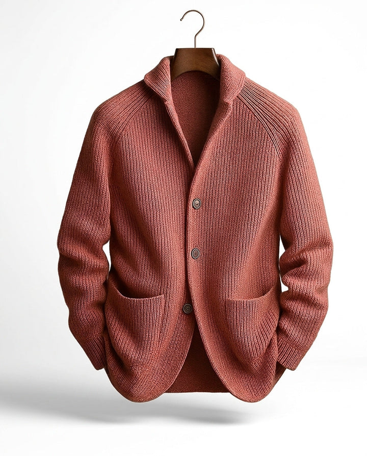 Ribbed Button-Front Cardigan with Shawl Collar, Pockets and Relaxed Fit 6