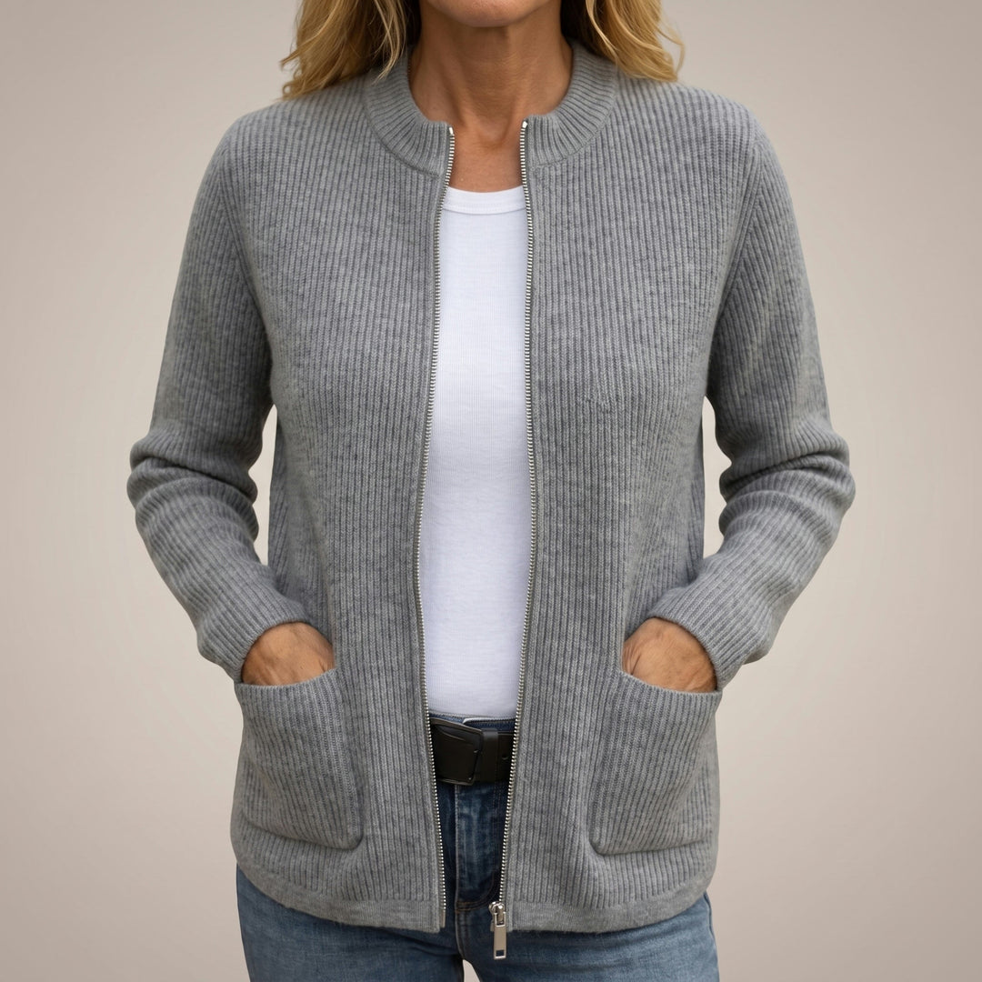 Cozy Zip-Up Cardigan with Deep Front Pockets 1