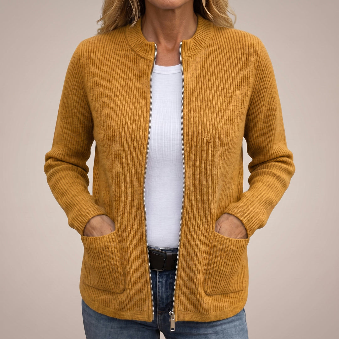 Cozy Zip-Up Cardigan with Deep Front Pockets 3