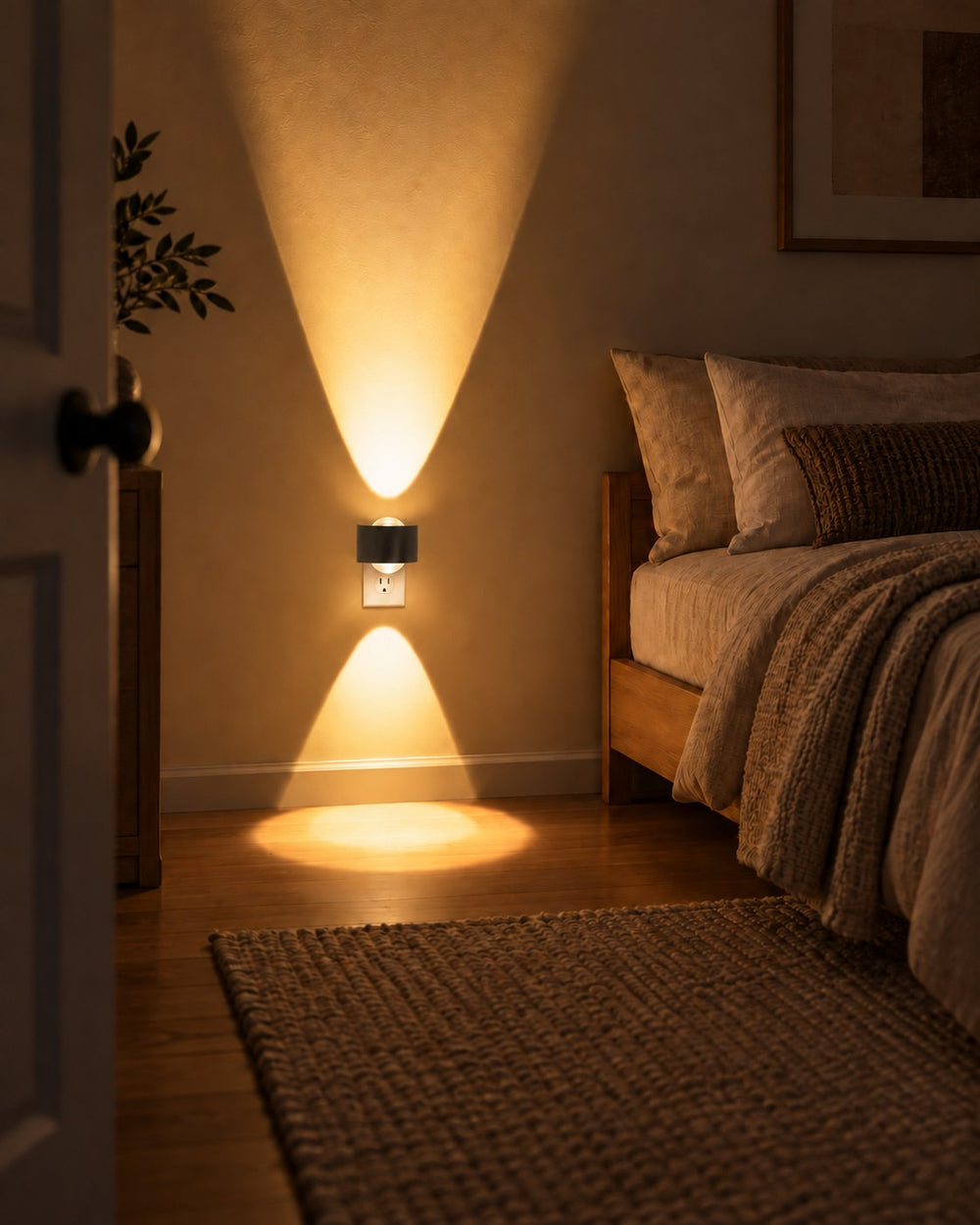 Plug-In Wall Light with Dusk Sensor, Dimmable Up and Down Glow 2