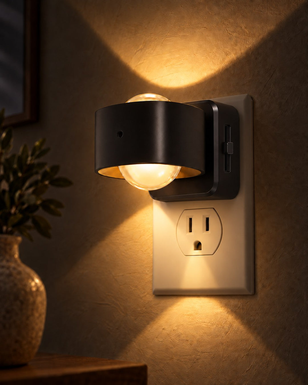 Plug-In Wall Light with Dusk Sensor, Dimmable Up and Down Glow 1