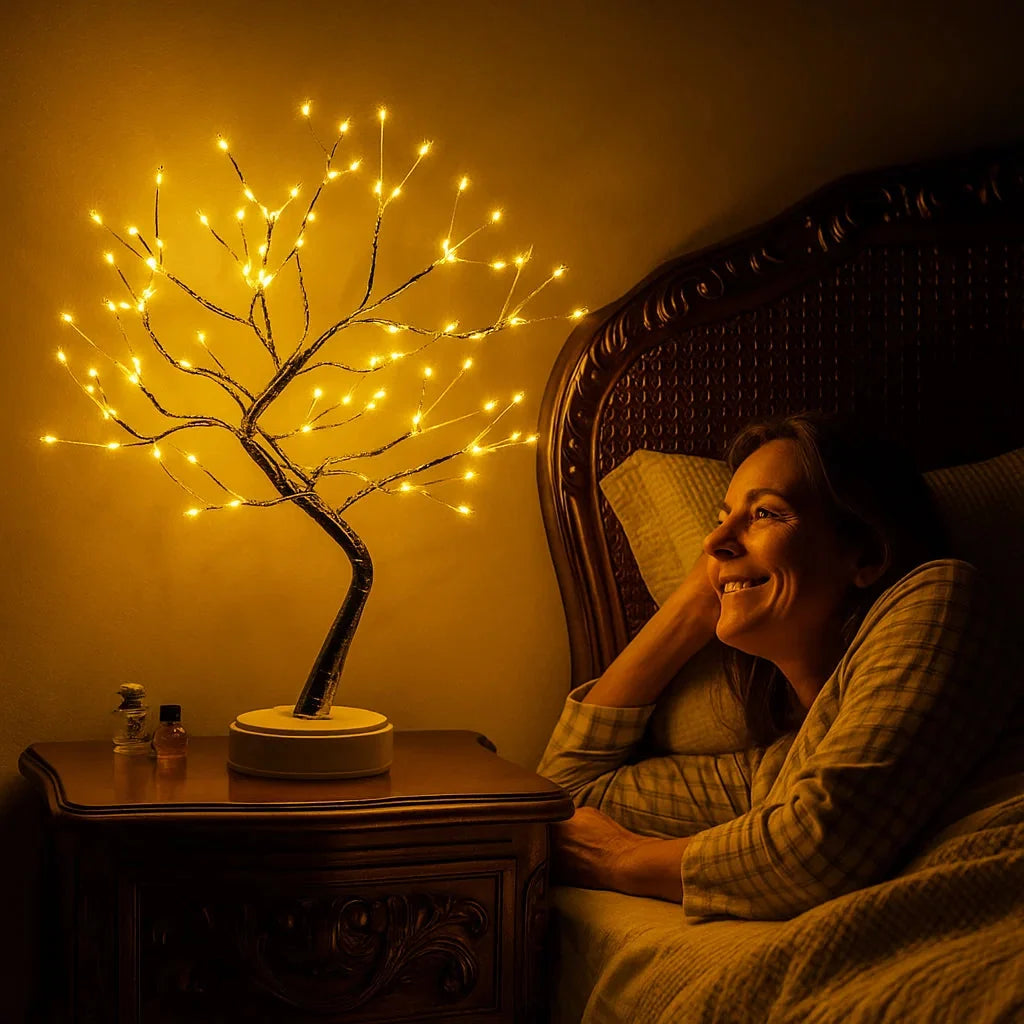 Handmade LED Tree Lamp with 108 Warm Lights, Bendable Branches, USB or Battery 1