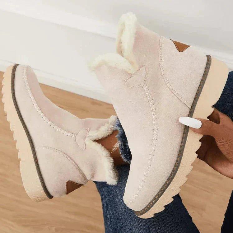 Women's Winter Slip-On Ankle Boots with Warm Lining, Non-Slip Sole 6