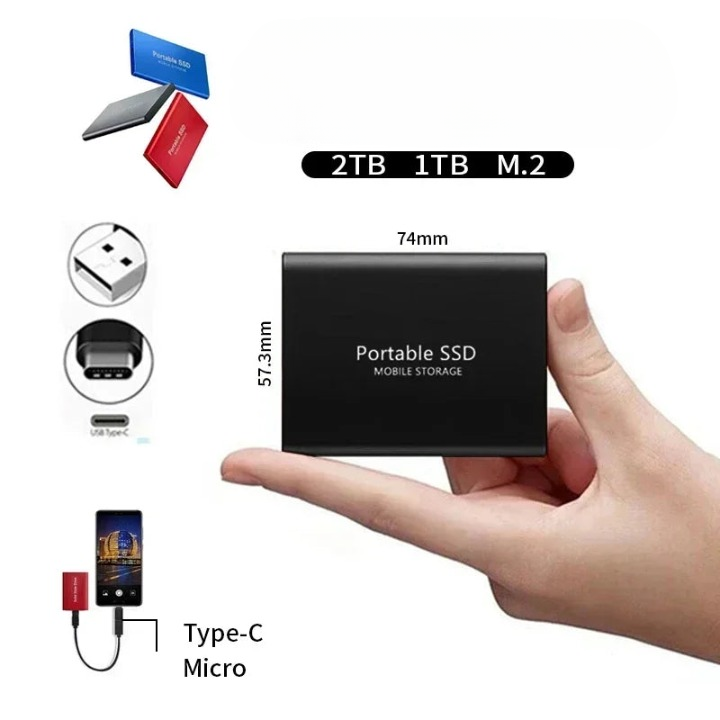 Portable High-Speed SSD Storage, USB-C 1050MB/s (2TB) 4