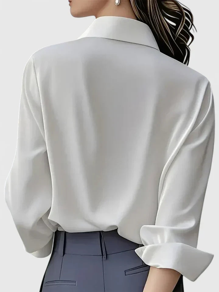 Women's Satin Long Sleeve Blouse - Polished Office Shirt 7