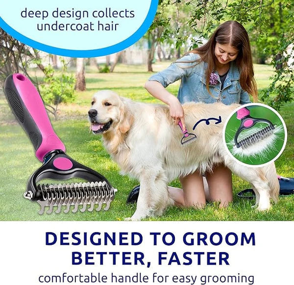 2-in-1 Pet Grooming Rake for Detangling and Deshedding, Dogs and Cats 8