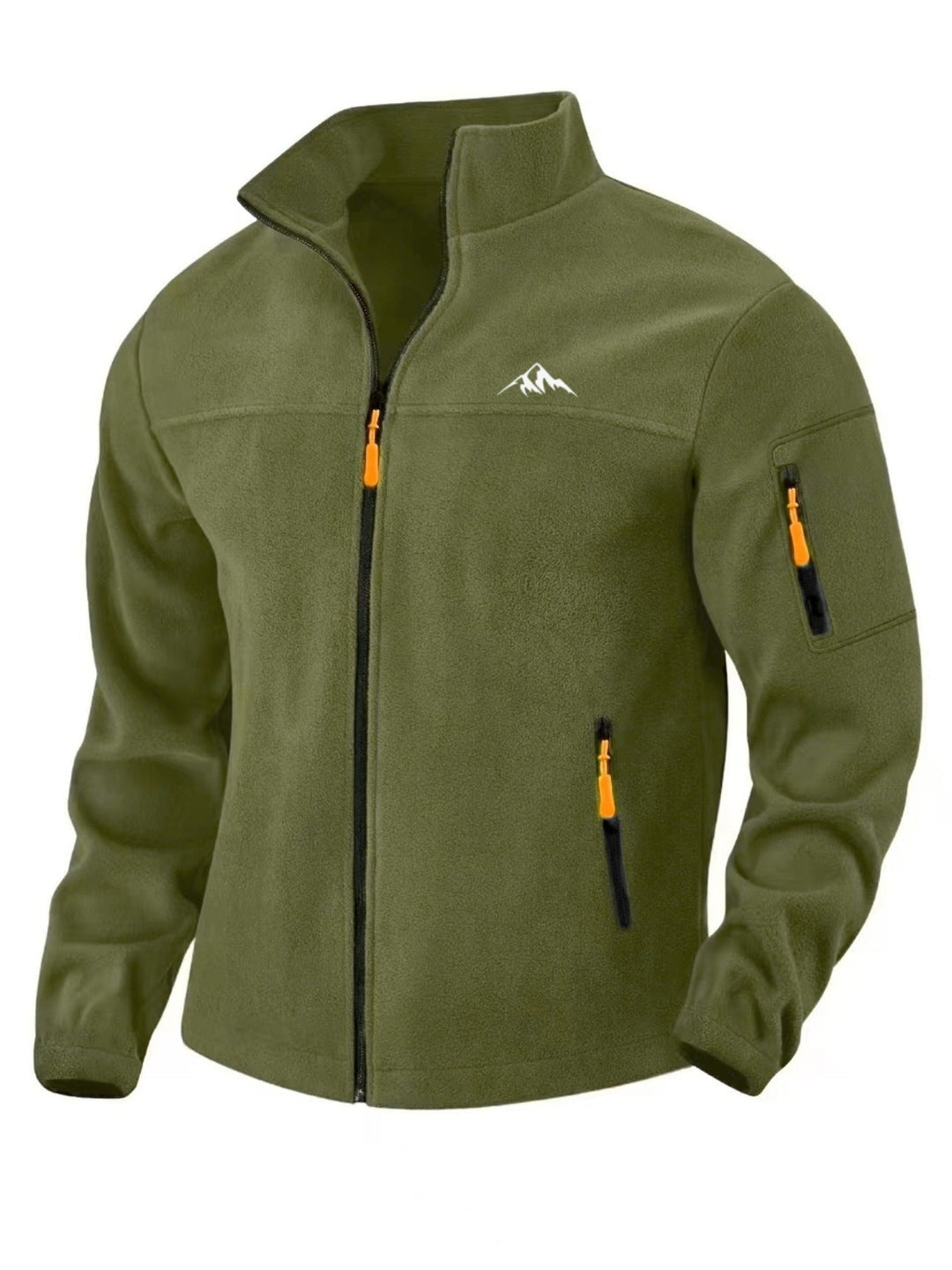 Men's Windproof Fleece Jacket with Stand Collar and Full Zip 4