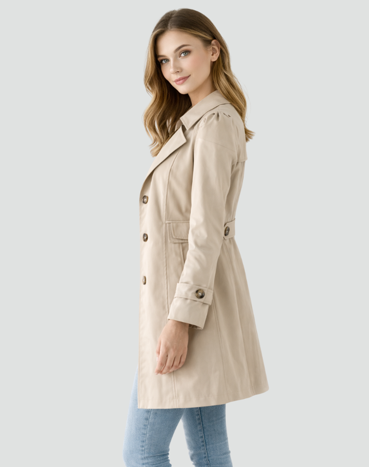 Women's Tailored Trench Coat with Classic Lapel, Mid-Length 6