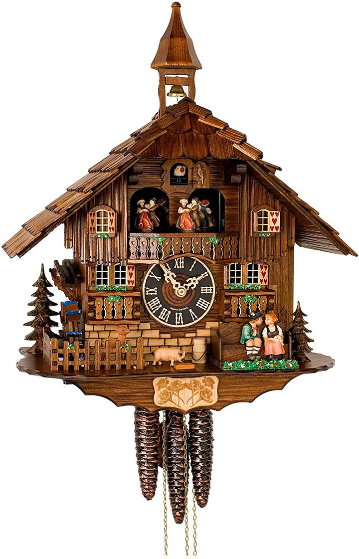 Traditional Wooden Cuckoo Clock in Chalet Design with Music, Pendulum and Night Shutoff 9