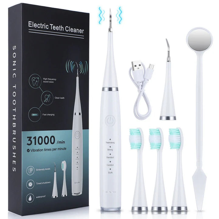 Ultrasonic Tooth Cleaner with 5 Power Levels and 3 Interchangeable Brush Heads 4