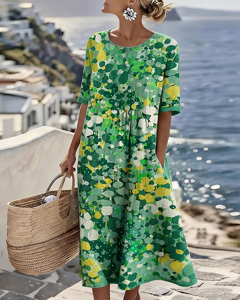 Santorini Midi Dress in Breathable Cotton Blend, Loose Flowing Fit 5