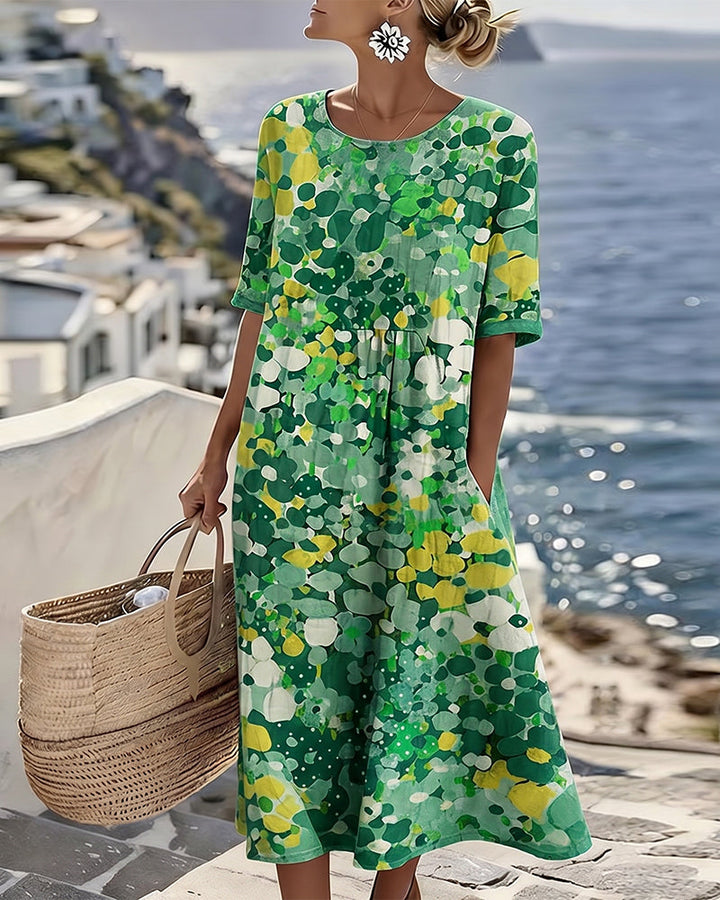 Santorini Midi Dress in Breathable Cotton Blend, Loose Flowing Fit 5