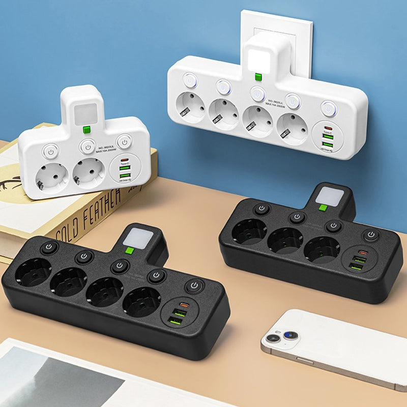 Power Strip with USB and Switches | Multi-Outlet Surge Protector 2500W 10