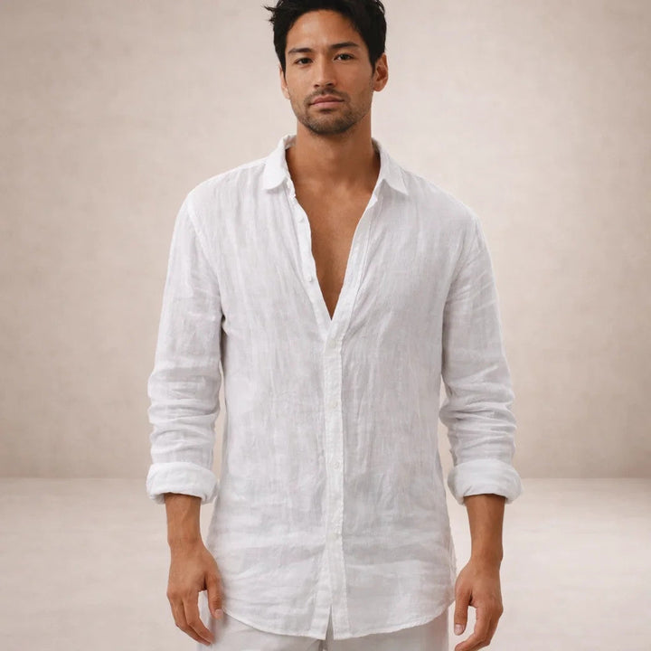 Men's Regular Fit Linen Button-Down Casual Shirt 9