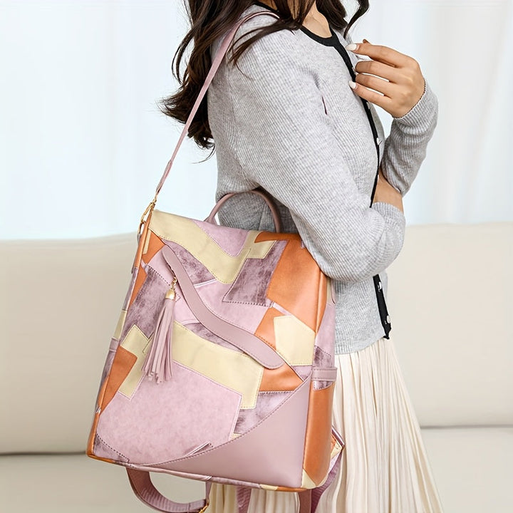 Checkered Anti-Theft Backpack with Multiple Pockets 9