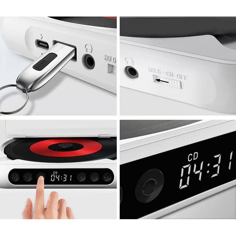 Portable Bluetooth CD Player with Hi-Fi Sound - 4 Colors 3