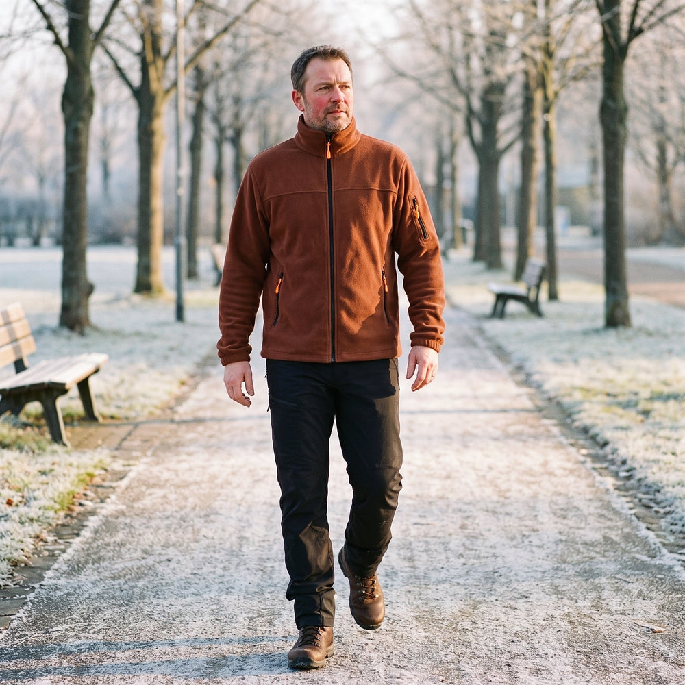 Men's Full-Zip Fleece Jacket with Stand Collar - Windproof, Stretch Fit 2