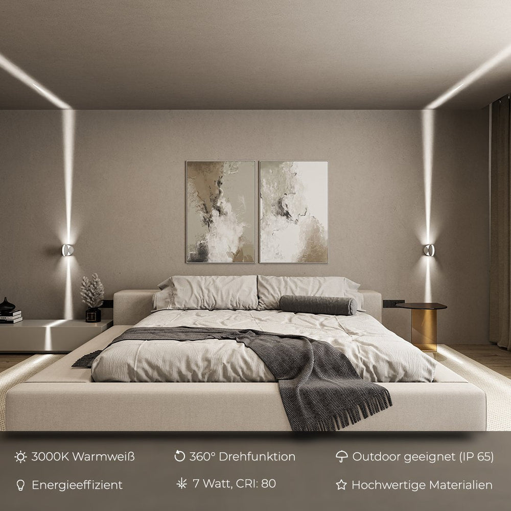 LED Wall Sconce with Spotlight Function | 360° Rotating Head | Square Beam 2