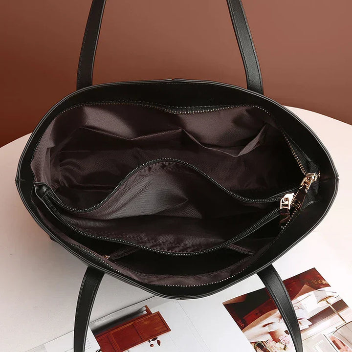 Classic Leather-Look Tote Bag With Long Shoulder Straps 5
