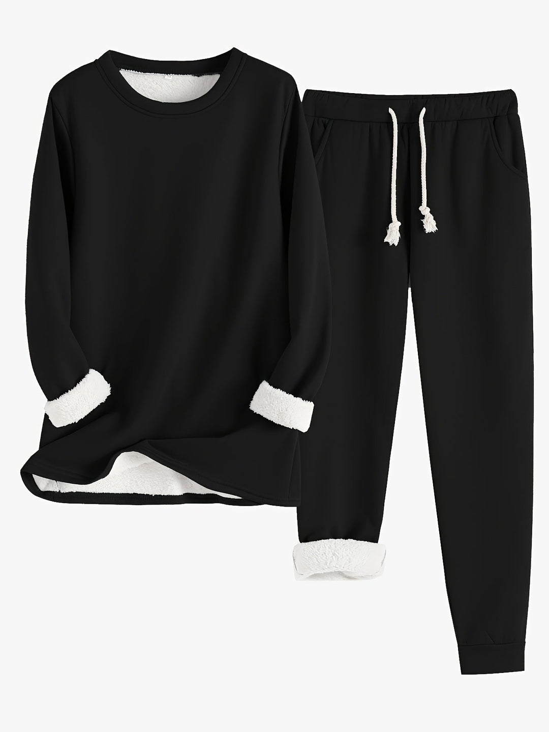Women's Cozy Fleece-Lined Lounge Set, Super Soft Two-Piece Loungewear 4