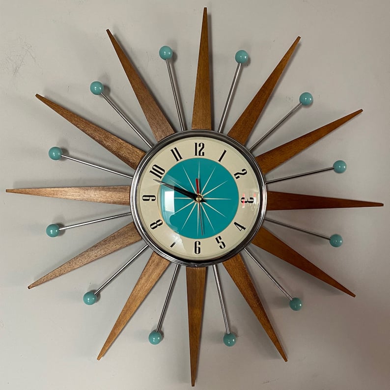 Mid-Century Handmade Wall Clock | Retro Wall Decor, Silent & Battery 4
