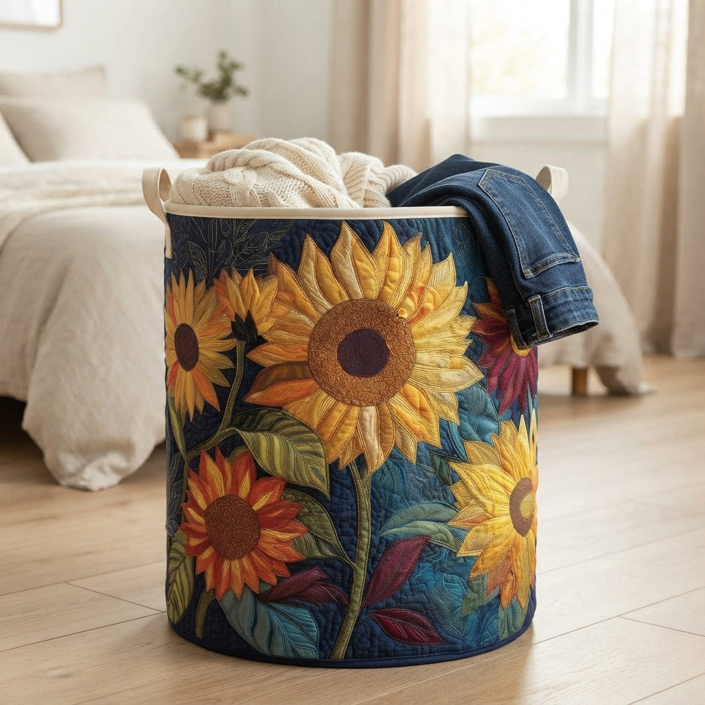 Padded Floral Laundry Basket with Sturdy Handles, Self-Standing Fabric Hamper 4