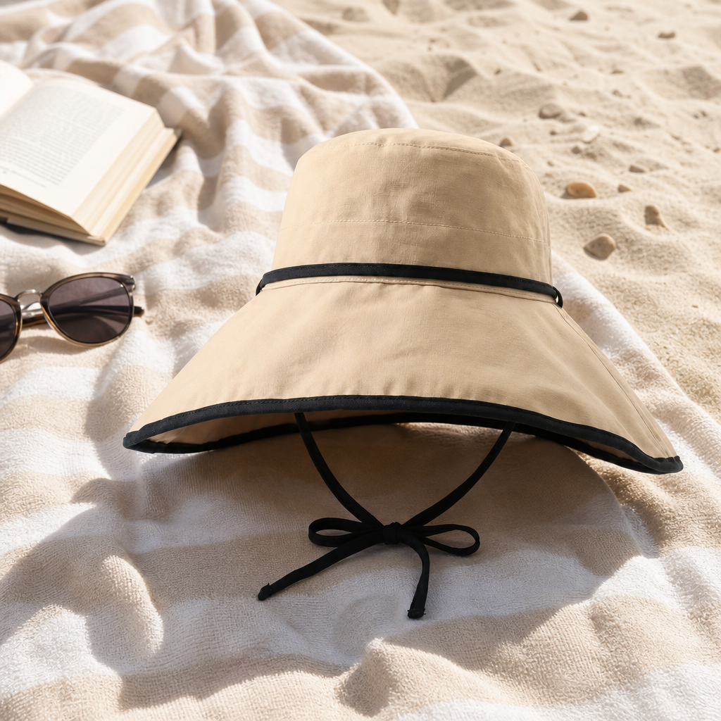 Foldable Wide Brim Sun Hat with Chin Strap – Sunelle