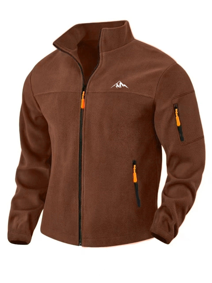 Men's Full-Zip Fleece Jacket with Stand Collar - Windproof, Stretch Fit 1