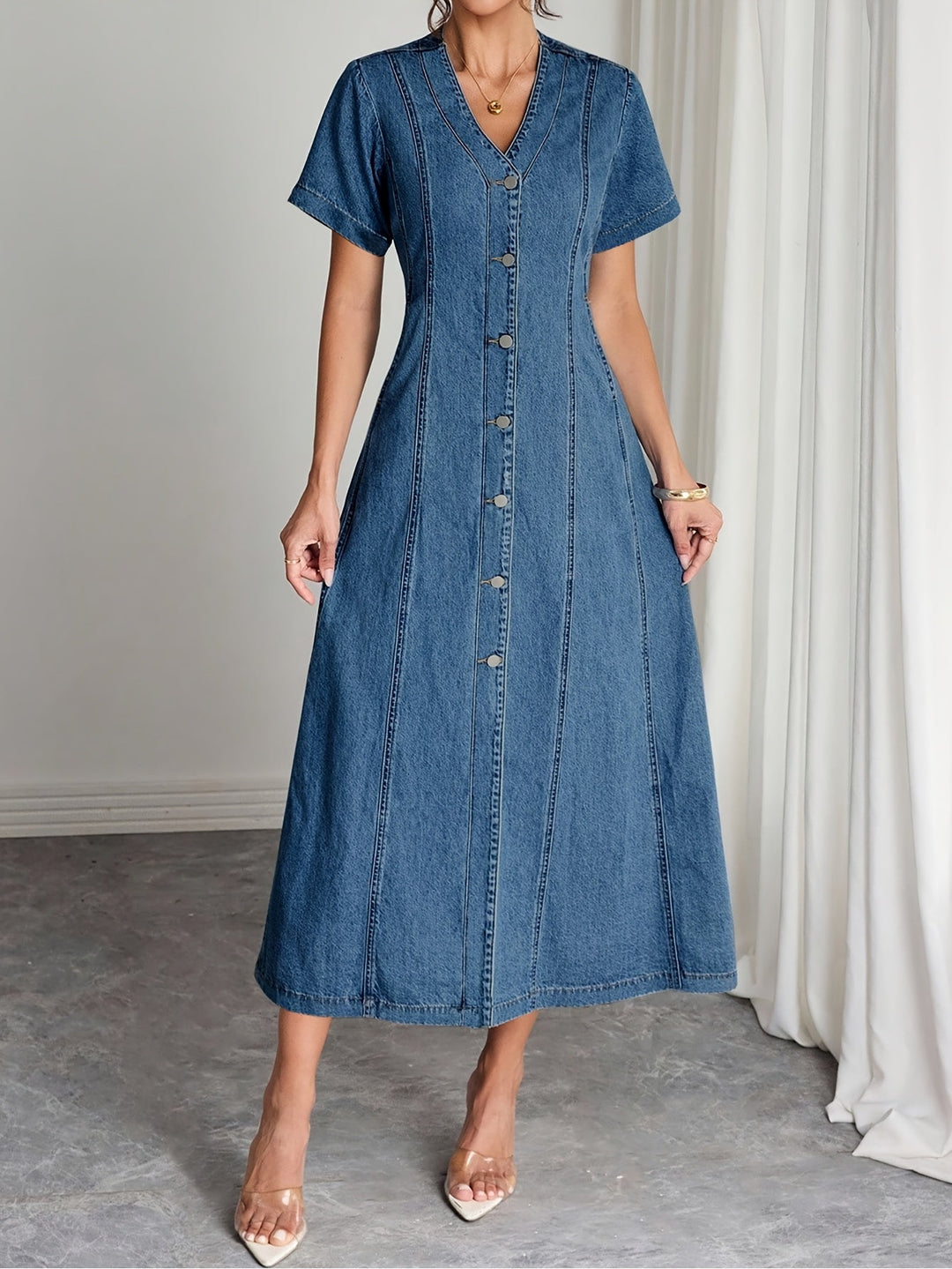 Summer Denim Dress in Classic Blue 3