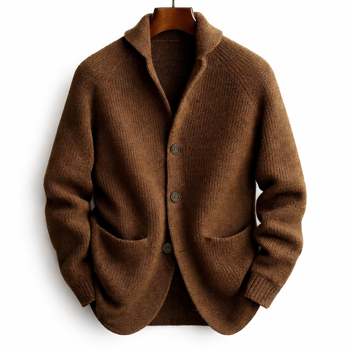 Classic Button Cardigan with Shawl Collar and Ribbed Texture 1