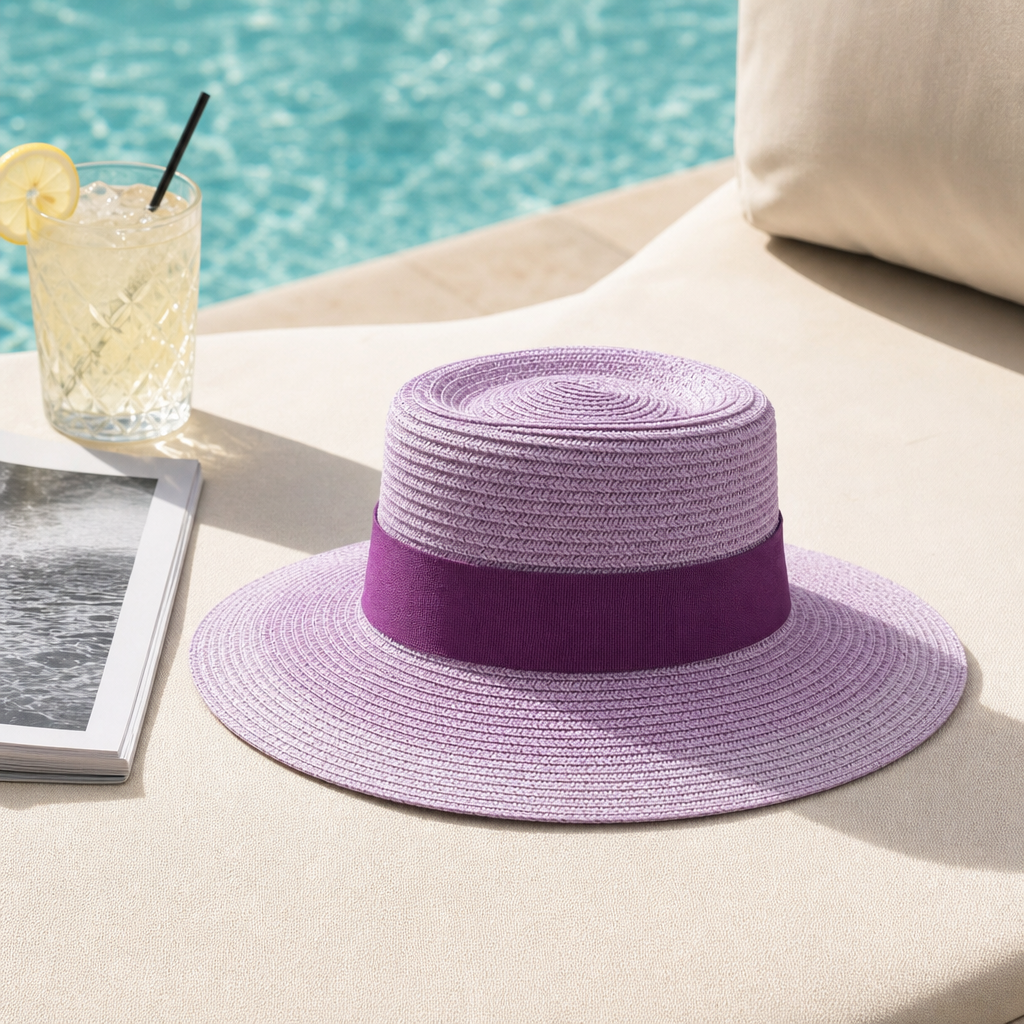 Elegant Wide Brim Straw-Style Hat – Palmara