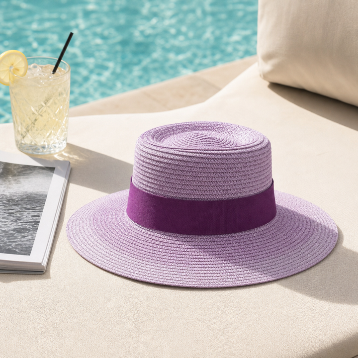 Elegant Wide Brim Straw-Style Hat – Palmara