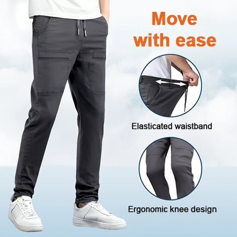Men's Stretch Cargo Pants in Nylon/Spandex with 6 Pockets, Water Repellent, Quick Dry 15