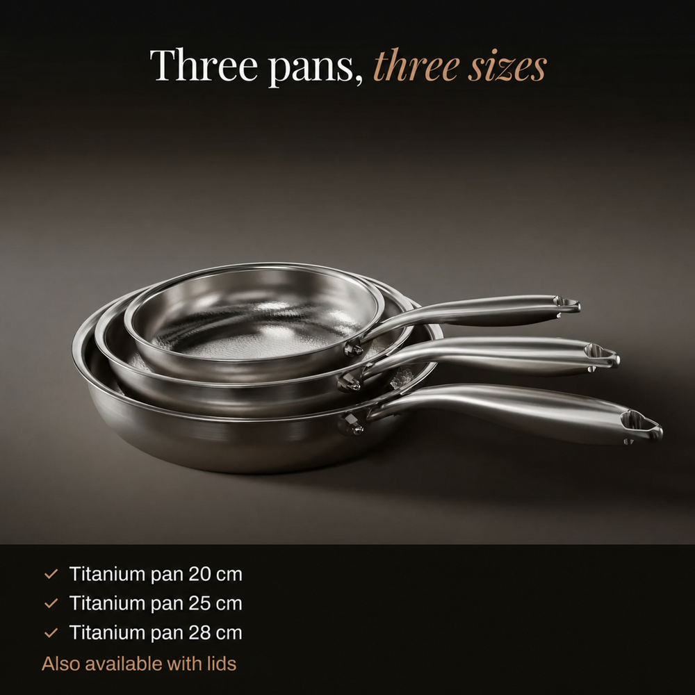 Hammered Titanium Frying Pan Set, 3 Pieces 2
