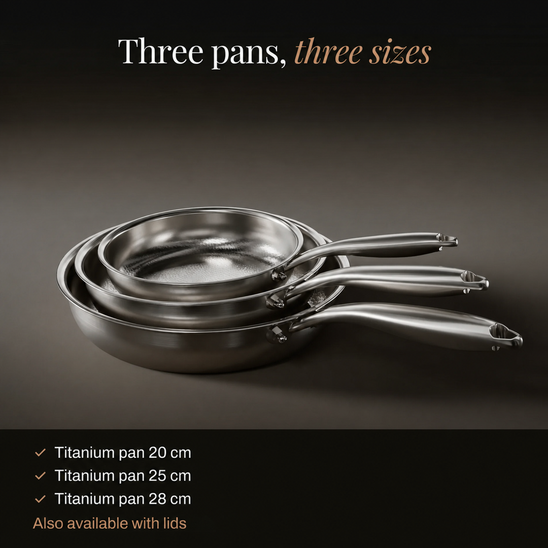 Hammered Titanium Frying Pan Set, 3 Pieces 2