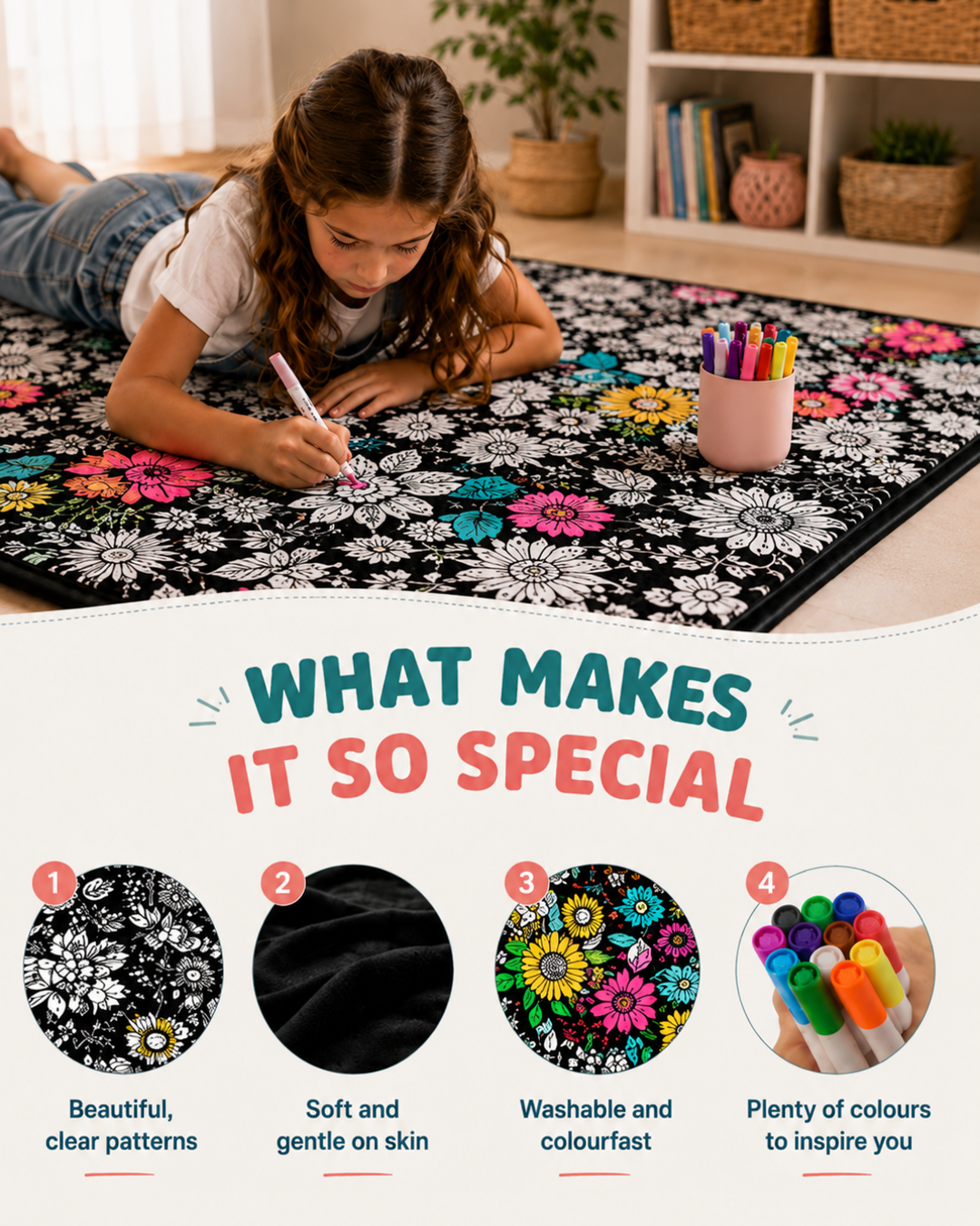 Color & Cuddle Blanket, Soft Velvety Coloring Throw 6
