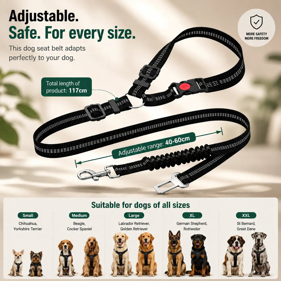 Adjustable Dog Seat Belt for Car Travel with Dual Attachment 9