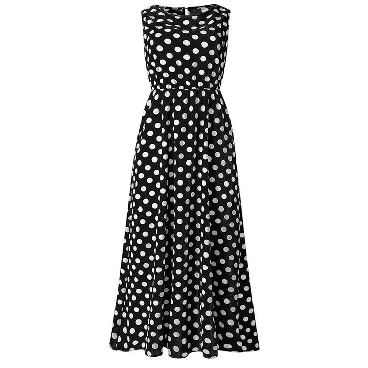 Sleeveless Polka Dot Dress with Defined Waist 7