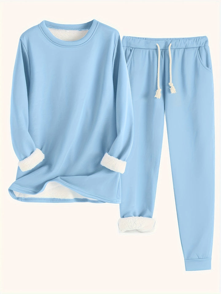 Women's Cozy Fleece-Lined Lounge Set, Super Soft Two-Piece Loungewear 12