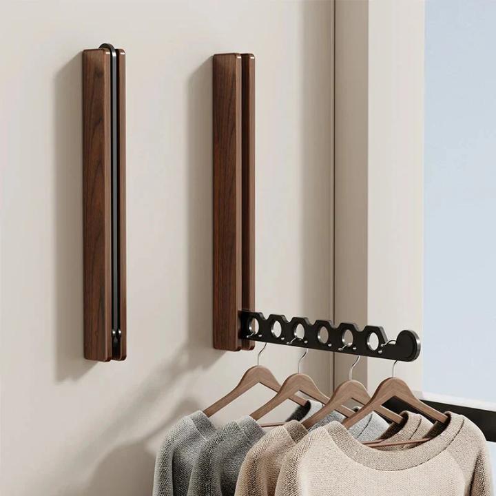 Foldable Wooden Wall Coat Rack, Space-Saving Wall-Mounted Design 7