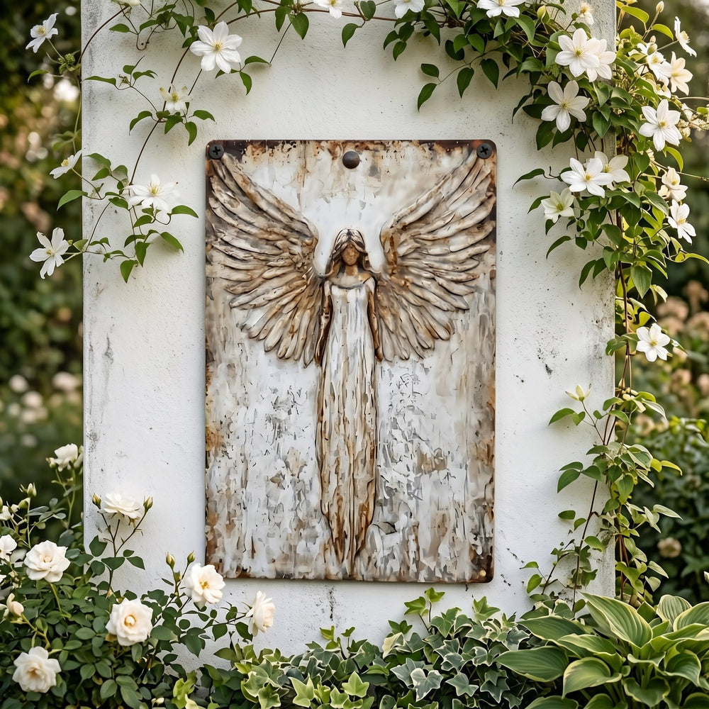 Vintage Farmhouse Angel Metal Wall Art, Weatherproof Indoor Outdoor Decor 2