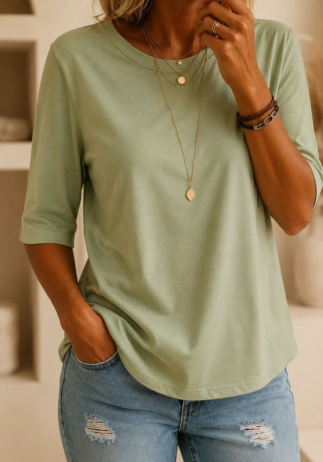 Relaxed Everyday Half-Sleeve Tee for Women 11