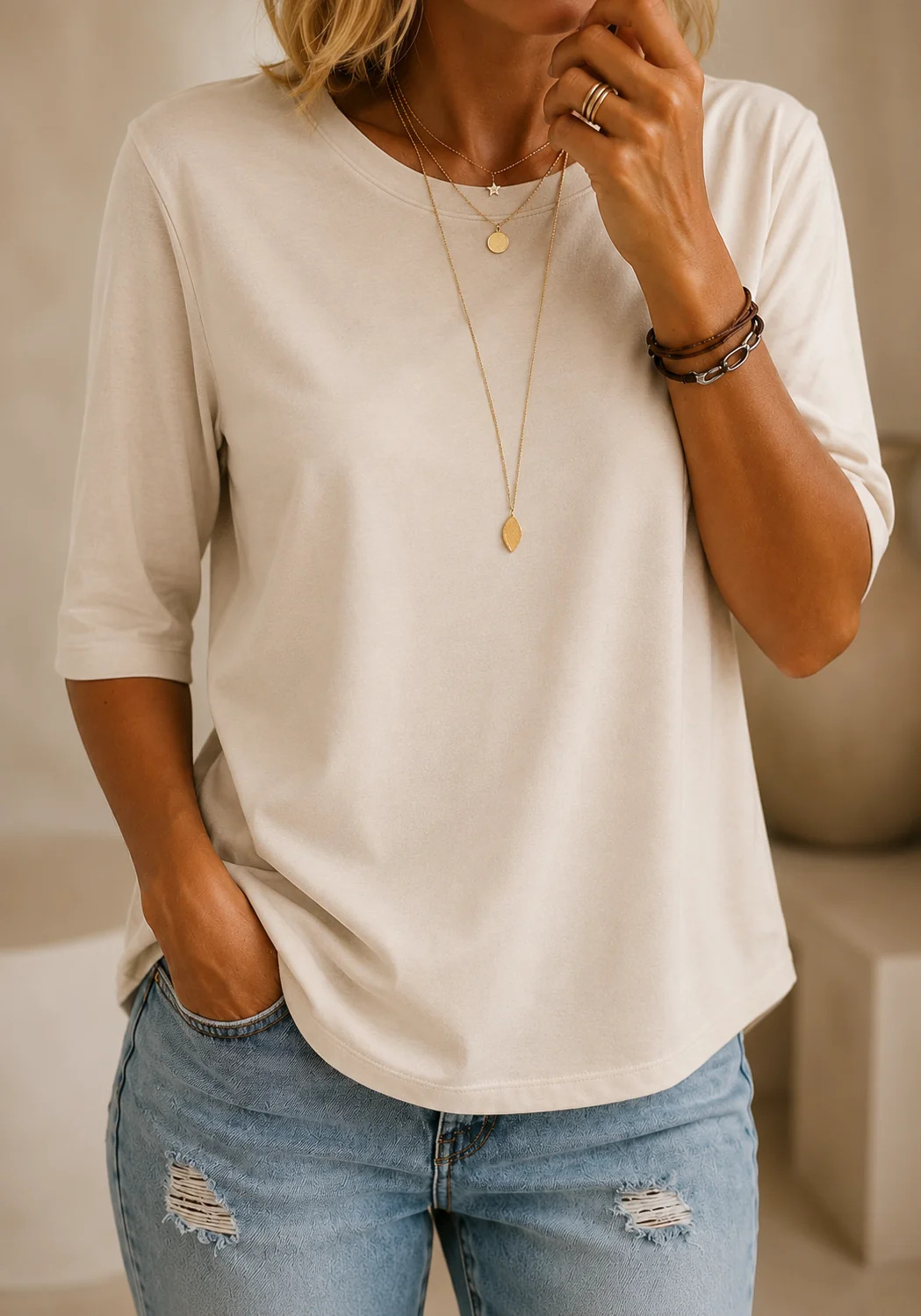 Relaxed Everyday Half-Sleeve Tee for Women 10