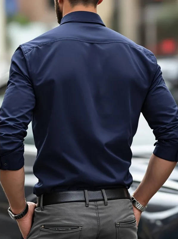 Men's Slim Fit Long Sleeve Wrinkle-Free Stretch Dress Shirt 10