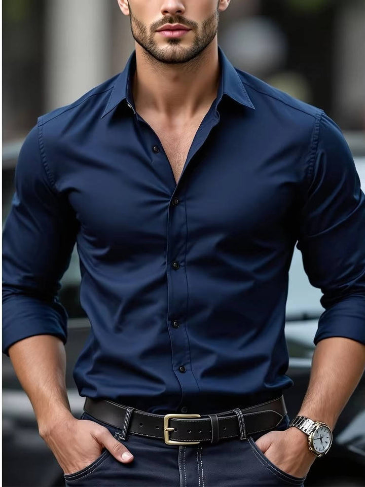 Men's Slim Fit Long Sleeve Wrinkle-Free Stretch Dress Shirt 2